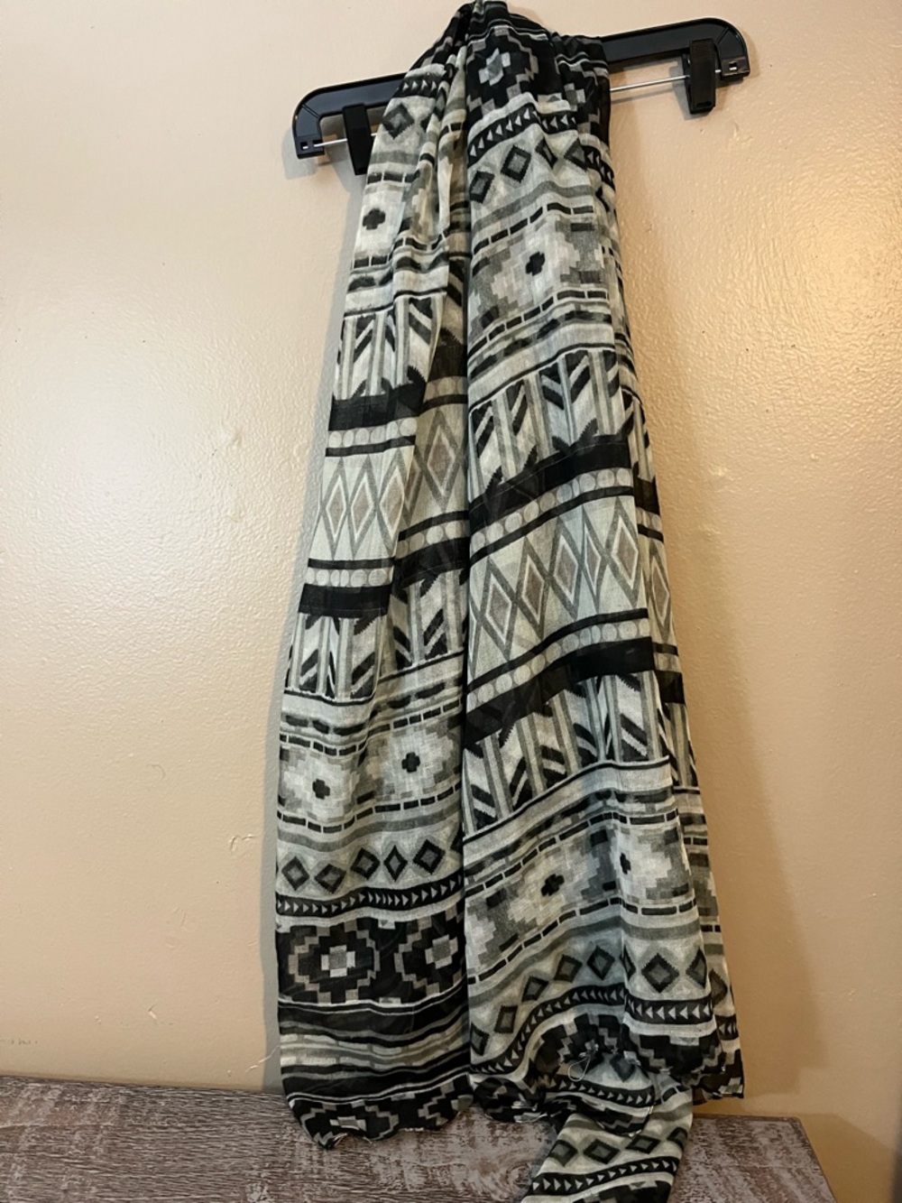 Black & Gray Aztec Print Shaw